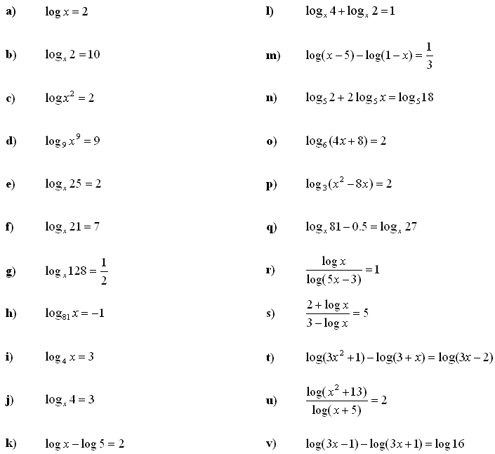Logarithmic equations and inequalities - Exercise 2